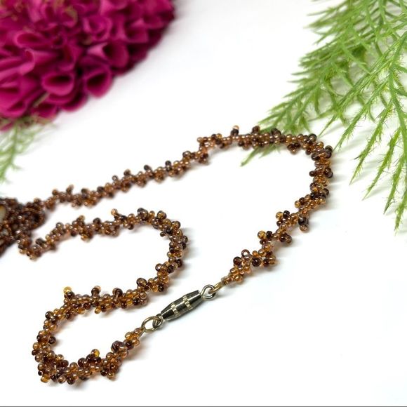 VINTAGE⚜️GENUINE GEODE Glass Beaded Choker Necklace - Picture 7 of 10